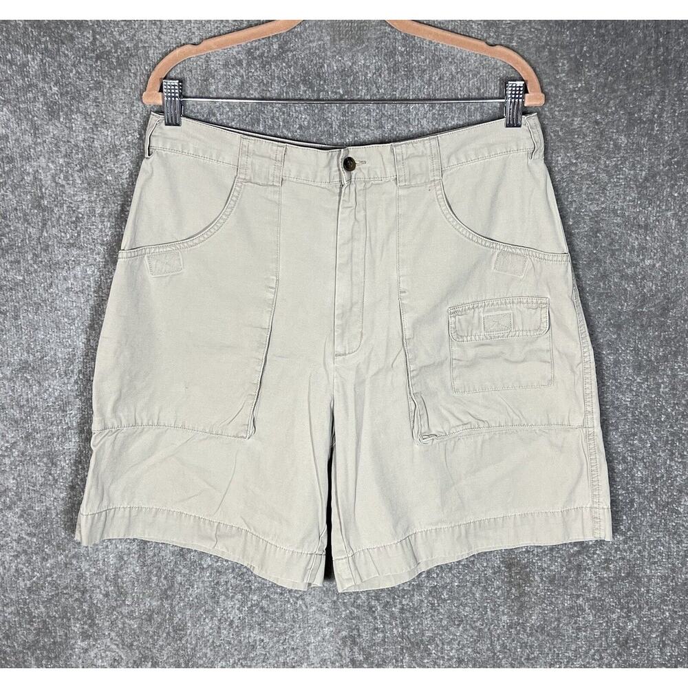 Eddie Bauer Legend Darrington Trail High Rise Shorts Women Size 14 Beige Pockets